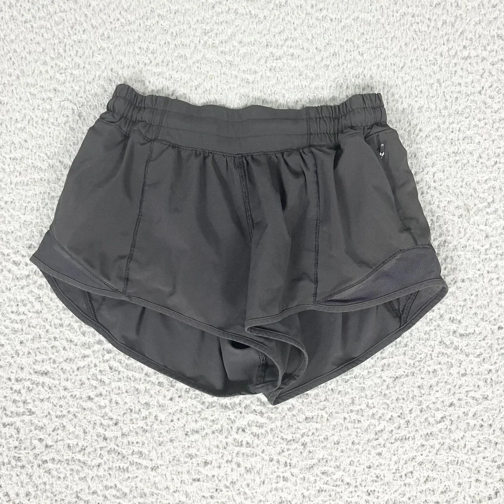 Lululemon Hotty Hot Shorts Womens 4 Black Running Gym Athletic